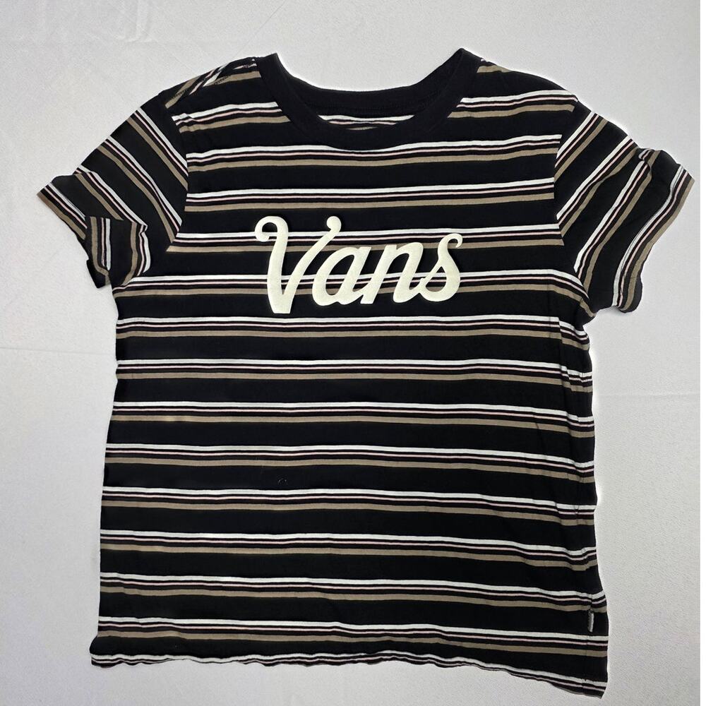 Vans t-shirt black and white striped short-sleeve Size
